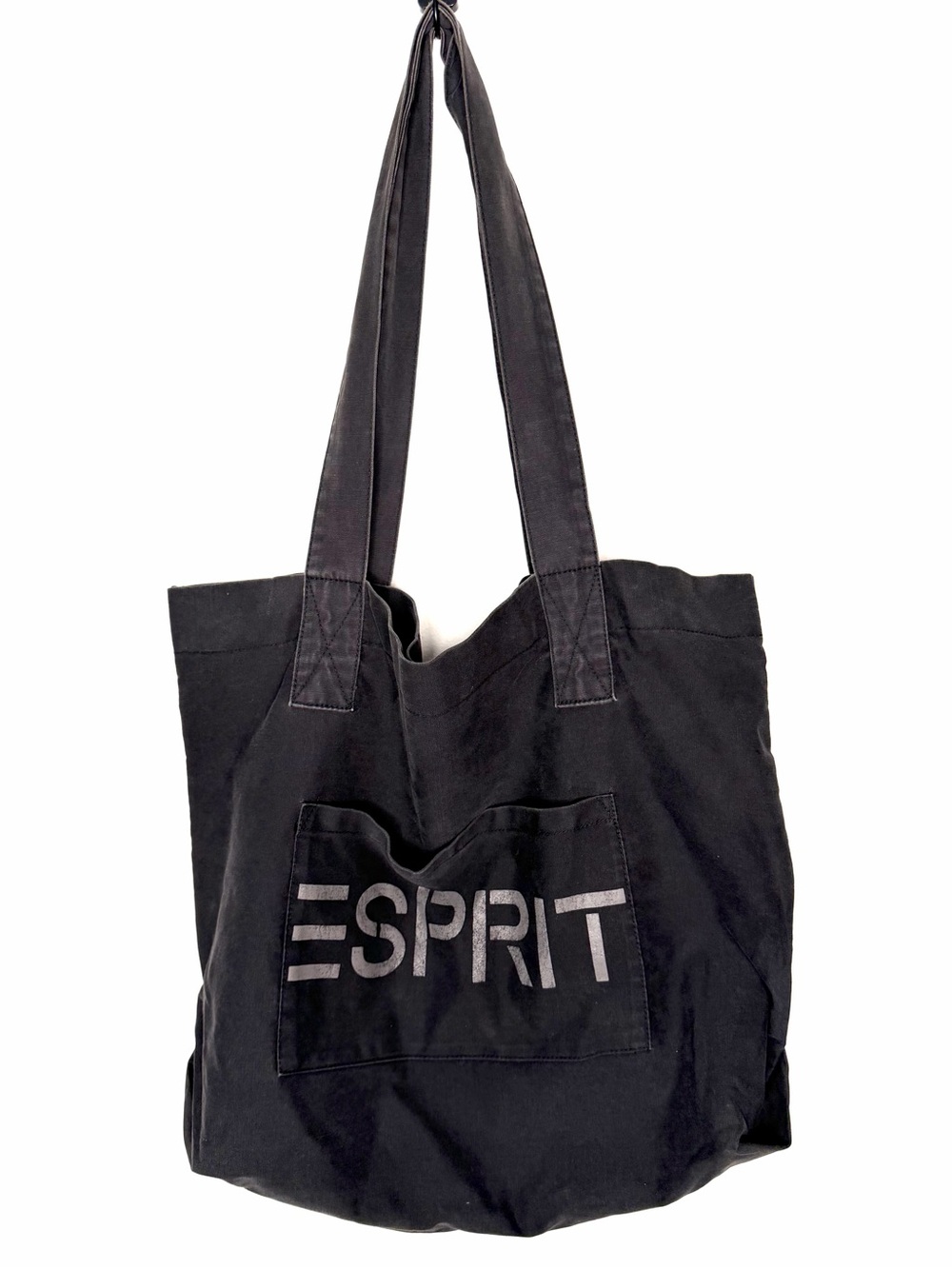 Esprit Vintage 90's Black Canvas Spell Out Logo Tote Carryall Shopper Bag Rare